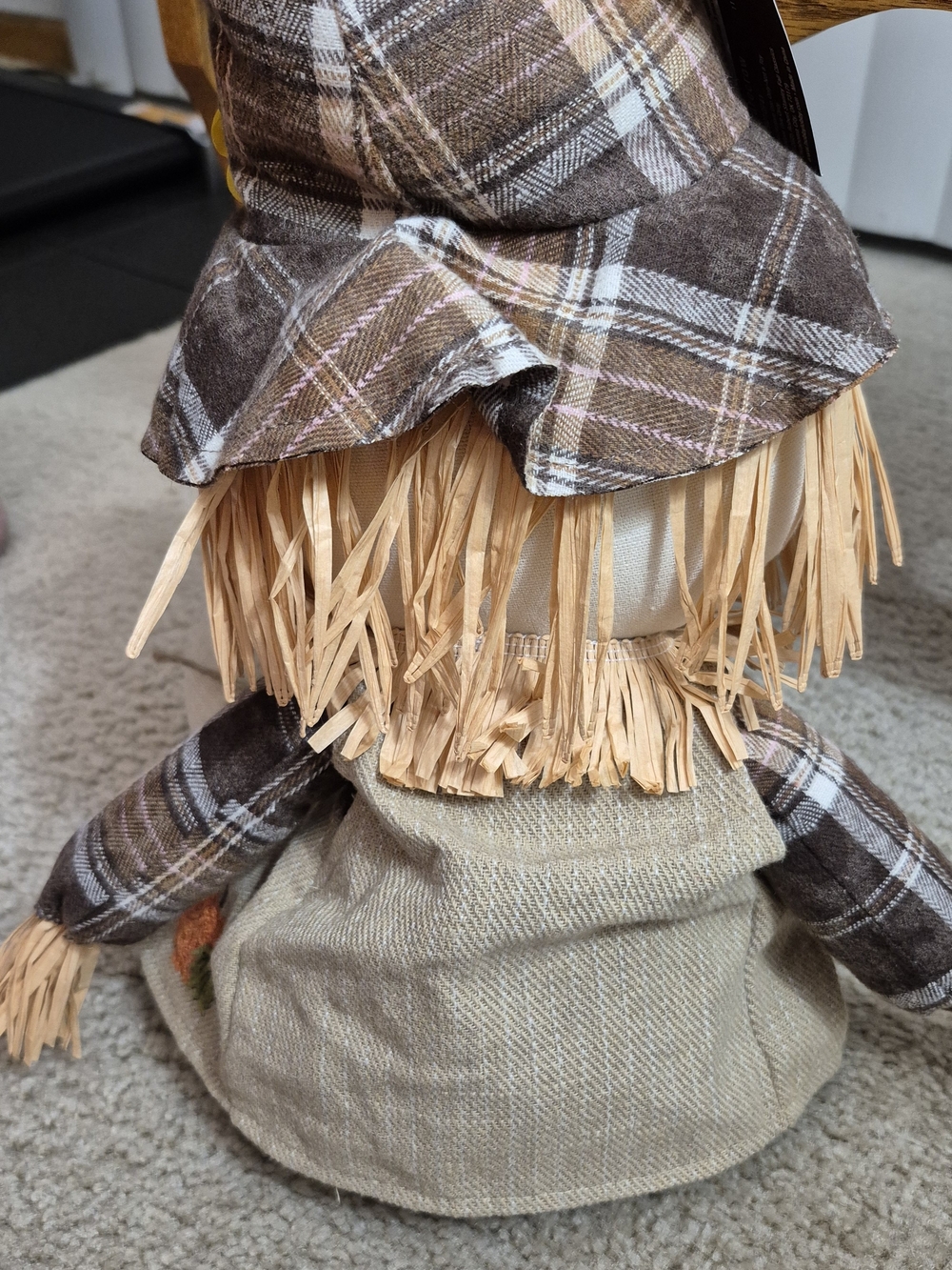 Plush Fall Scarecrow Doll with Sunflower Hat - Picture 6 of 7